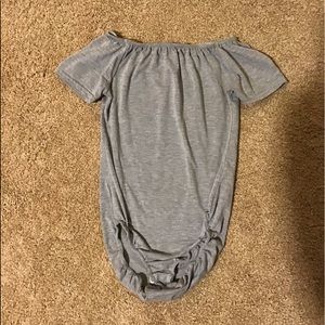 Women’s cute off-the-shoulder gray bodysuit